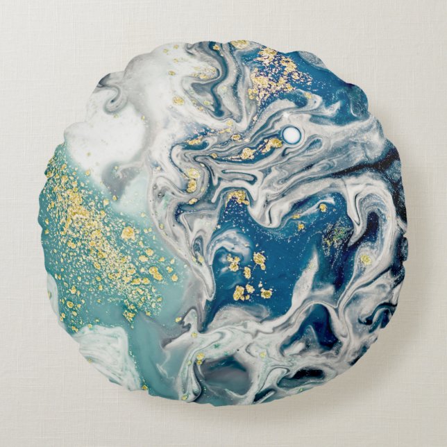 Coussins Ronds Art, painting- Natural gray color: metallic, silve (Devant)