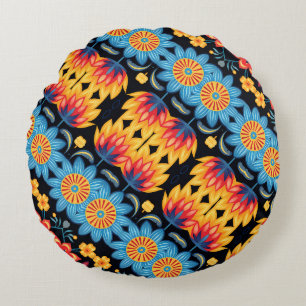 Coussins Ronds Art populaire floral moderne