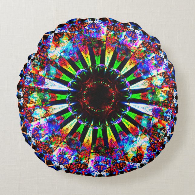 Coussins Ronds Art psychédélique de mandala (Devant)