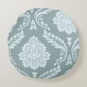 Coussins Ronds Art Rococo Damassé I Bleu Canard Œuf+Turquoise