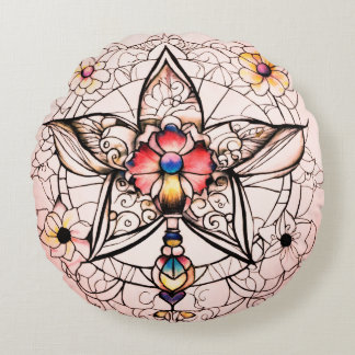 Coussins Ronds Art tatouage pour enfants avec des lignes propres