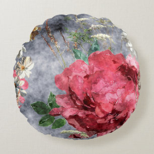Coussins Ronds art vintage aquarelle coloré floral transparent pa