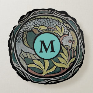 Coussins Ronds Arts vintages et artisanat Style Koi modèle de poi