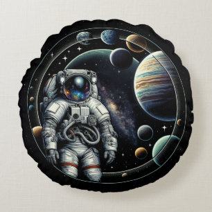 Coussins Ronds Astronaute vintage et planètes