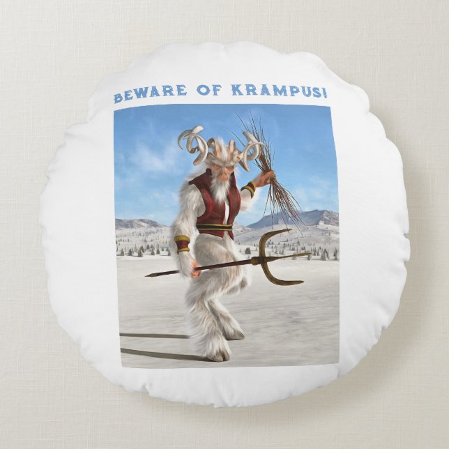 Coussins Ronds Attention à Krampus ! (Devant)