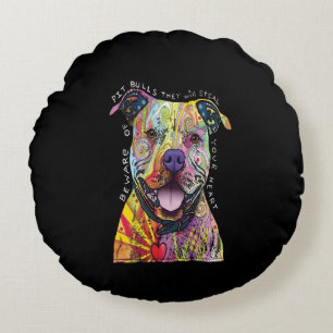 Coussins Ronds attention aux chiens Pitbull, ils vous voleront le