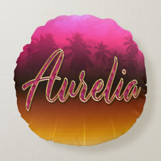 Coussins Ronds Aurelia Prénom Golden rose Oreillers