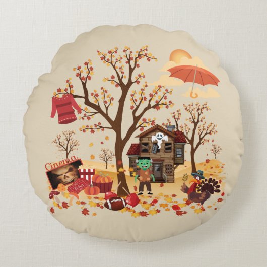Coussins Ronds Automne automne éléments et décor (Devant)