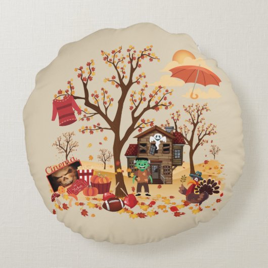 Coussins Ronds Automne automne éléments et décor (Dos)