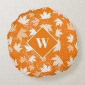 Coussins Ronds Automne Feuilles Motif Monogramme (Dos)