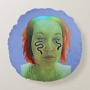Coussins Ronds Autoportrait d'une femme serpent