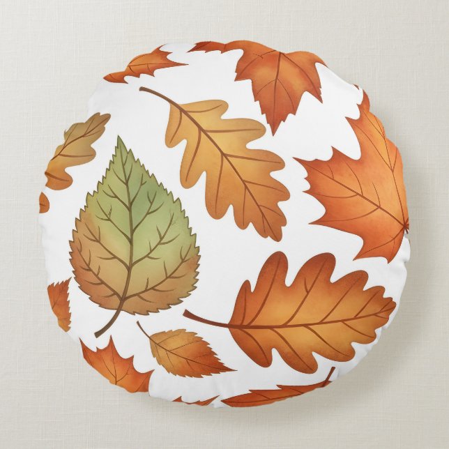 Coussins Ronds Autumn Leaf Seamless Pattern (Devant)