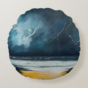 Coussins Ronds Avant la tempête – Paysage marin abstrait