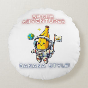 Coussins Ronds Aventures des astronautes de la banane spatiale