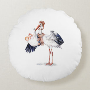 Coussins Ronds Aviator Stork transportant des jumeaux