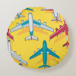 Coussins Ronds Avions colorés Ciel : Aéronefs Vintages