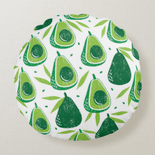 Coussins Ronds Avocado, timbre texturé, motif transparent.