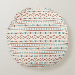Coussins Ronds Aztec Formes Motif rouille crème Turquoise