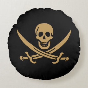 Coussins Ronds Aztec Gold Crâne et cutlass Pirate Calico Jack