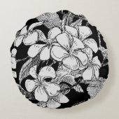 Coussins Ronds B&W Frangipani Bohême Botanique Mariage moderne (Dos)
