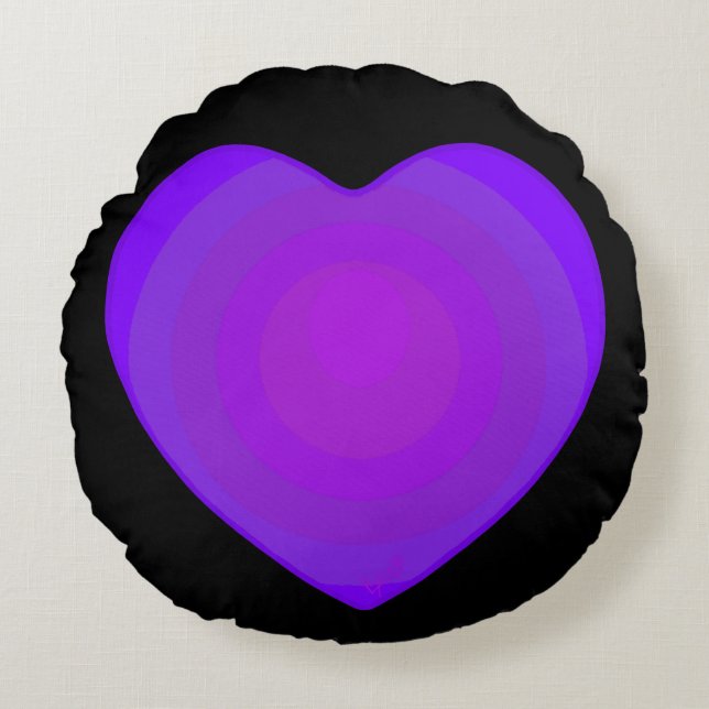 Coussins Ronds B&W Purple Hearts Beating (Devant)