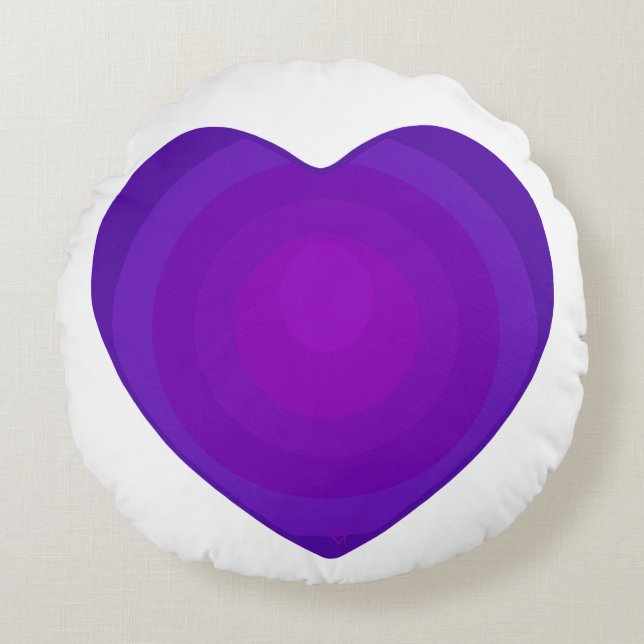 Coussins Ronds B&W Purple Hearts Beating (Devant)