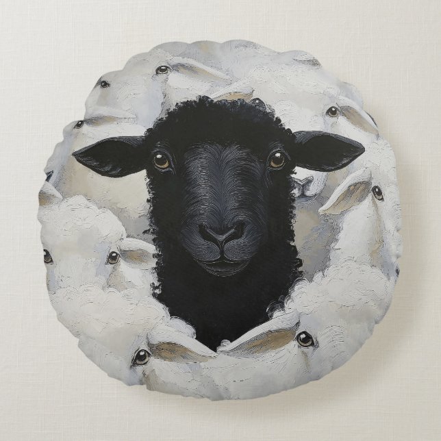 Coussins Ronds Baa-tle de l'individualité (Devant)