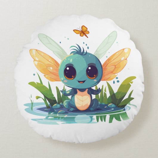 Coussins Ronds Baby Firefly Dragon (Devant)