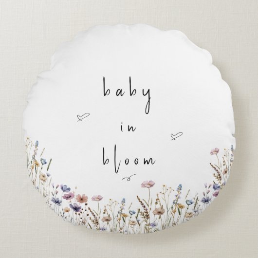 Coussins Ronds Baby In Bloom Baby Shower aux Fleurs des Champs (Devant)