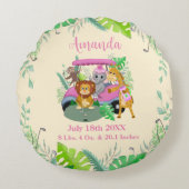 Coussins Ronds Baby Jungle Animaux Golfing rose (Devant)