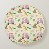 Coussins Ronds Baby Jungle Animaux Golfing rose (Dos)