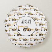 Coussins Ronds Backhotte de construction Camion Nom personnalisé (Dos)