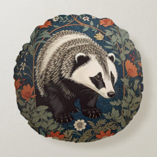 Coussins Ronds Badger de Woodland William Morris inspiré