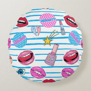 Coussins Ronds Badges de patchs de dessin animé : pop art.
