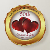 Coussins Ronds Bague Or Et Coeurs (Dos)