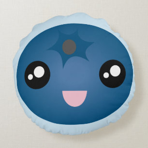 Coussins Ronds Baie bleue Emoji de visage heureux mignon de