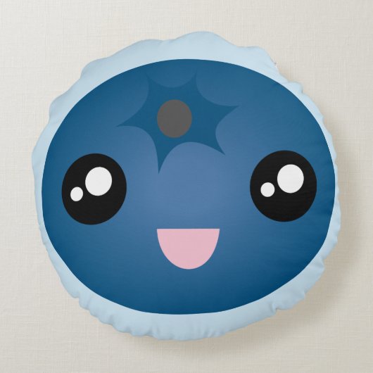 Coussins Ronds Baie bleue Emoji de visage heureux mignon de (Dos)