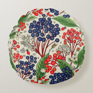 Coussins Ronds Baies bleues et rouges japonaises à double face