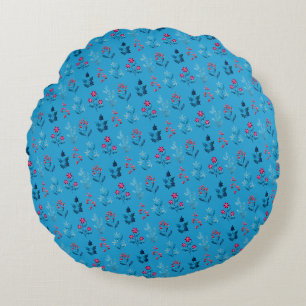 Coussins Ronds Baies d'hiver & bleu mignon et cosy