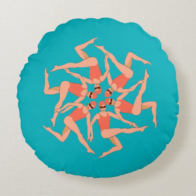 Coussins Ronds Baigneurs - Baignade synchronisée (Devant)