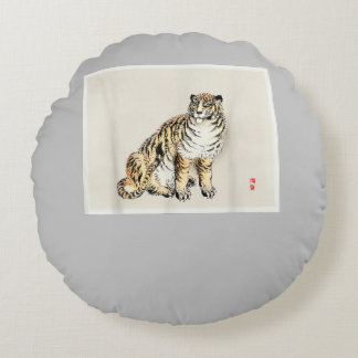 Coussins Ronds Bairei Gakan Meija Era Tigre d'art japonais
