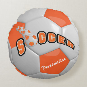 Coussins Ronds Bal de football orange Nom DO-IT-YOURSELF