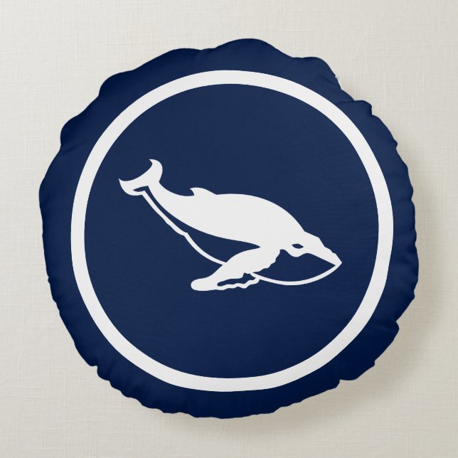 Coussins Ronds Baleines bleues de la Marine (Dos)