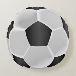 Coussins Ronds Balle de football noir et blanc