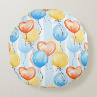 Coussins Ronds Ballons colorés : aquarelle couleur motif sans cou