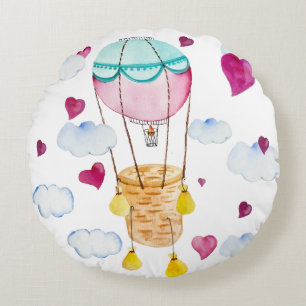 Coussins Ronds Ballons d'aquarelle illustration Saint-Valentin R