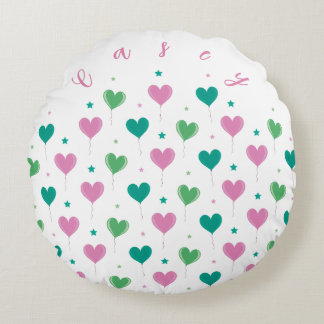 Coussins Ronds Ballons en forme de cœur Vert Rose Motif Étoile Mi