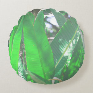 Coussins Ronds Banane verte type plante pastel feuille