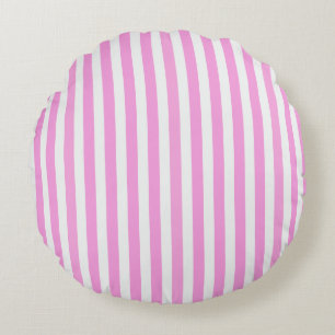 Coussins Ronds Bandes de bonbons roses et blanches