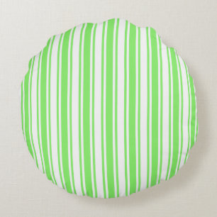 Coussins Ronds Bandes de bonbons vert et blanc de chaux